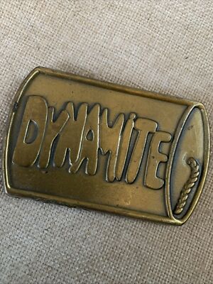 Vintage Stick Of DYNAMITE  BELT BUCKLE Bomb Explosives Brass #4064