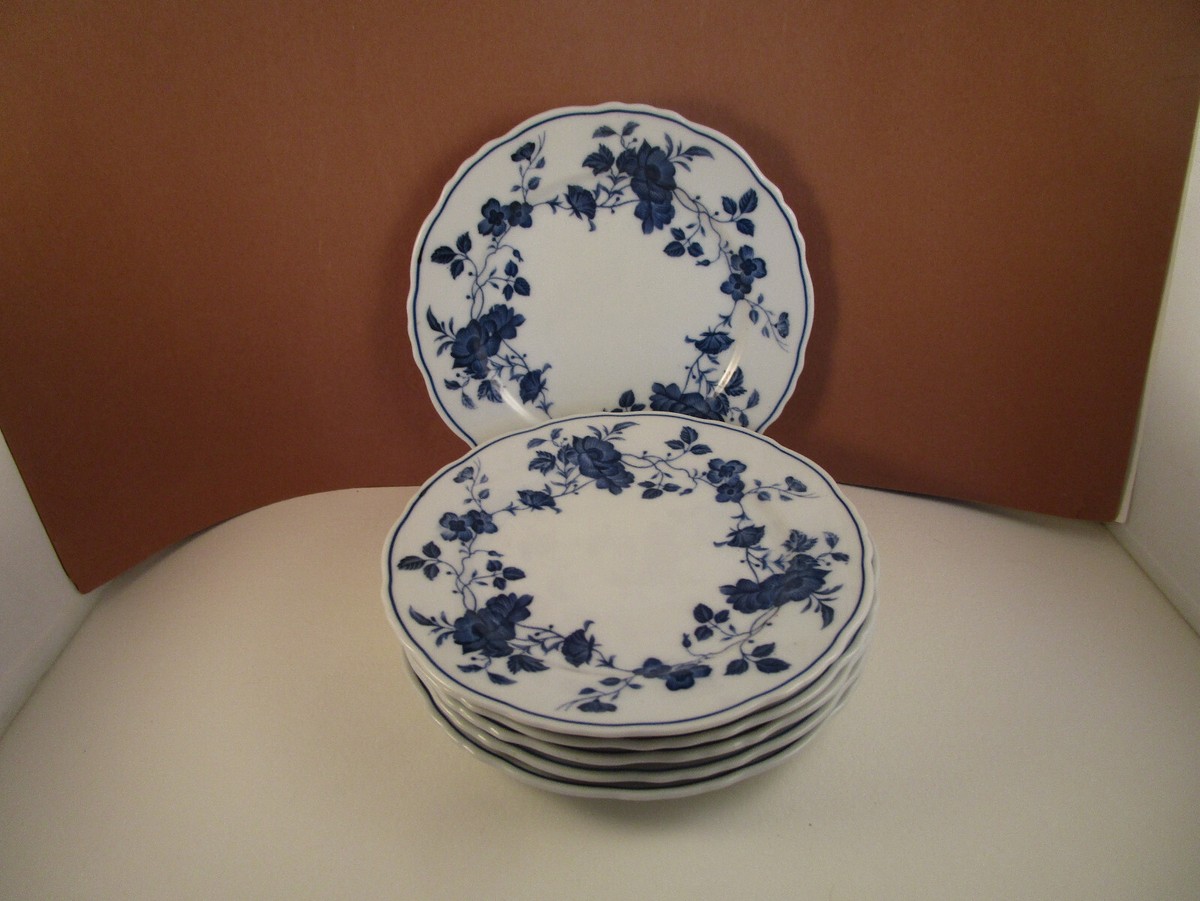 Vintage Royal Meissen Fine China Japan Set of 6 Bread Plates Blue