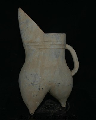 16.6 ''Old China Ceramics Han Dynasty Palace 3 Fuß Griff Weintopf Flagon