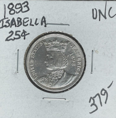 1893 ISABELLA COMMEMORATIVE SILVER QUARTER~UNC ~NICE COIN~