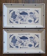 Set of 2 "Grand World Voyage 2005" Pottery Platers from Cruise Ship Collector