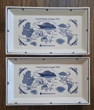 Set of 2 "Grand World Voyage 2005" Pottery Platers from Cruise Ship Collector