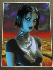 Cyberpunk Girl with Chains in Alien Desert Poster 18x24in