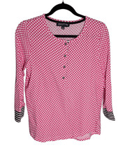 Jones New York Signature Pink V-Neck 3/4 Sleeve Shirt Women's Small