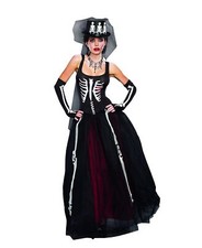 Ms. Bones Skeleton Girl Dead Skull Gothic Fancy Dress Halloween Adult Costume