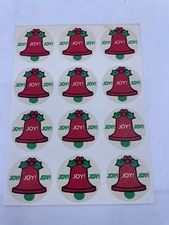 Vintage 80s Scratch & Sniff Matte Christmas Joy Bell Stinky Stickers Sheet