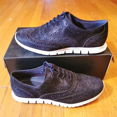 Cole Haan Womens Zero Grand oxford wingtip navy sparkle leather sneaker 8