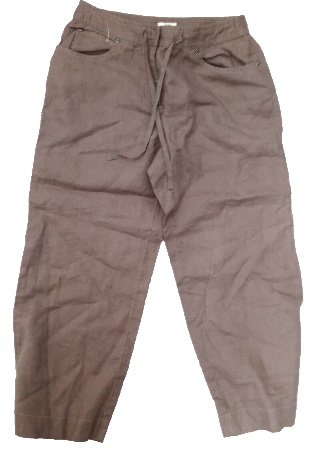 J Jill  Size 4 Linen Wide Leg Crop  Capri Brown Pants  Excellent Condition