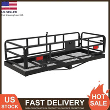 500lbs Foldable Trailer Hitch Mount Cargo Basket Rack Carrier For Suv Rv Truck