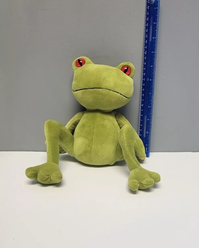 JELLYCAT Medium Green TAD TREE FROG Red Eyes 8" Sitting Bean Plush - Afbeelding 1 van 12