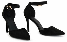 New Womens Mens Ankle Strap Buckle Stiletto Heel Court Shoes Plus Sizes UK3-UK12