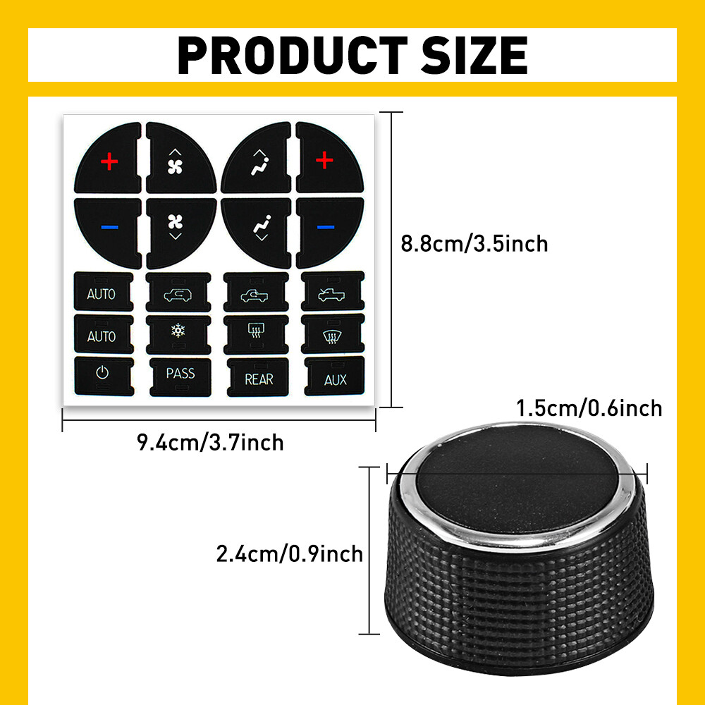 For GMC Radio A/C Climate Control Button Repair Decals Stickers+ Control Knob