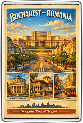 Kühlschrankmagnet Reise Souvenir Geschenk Bukarest Rumänien Palast Ateneum Altstadt EU