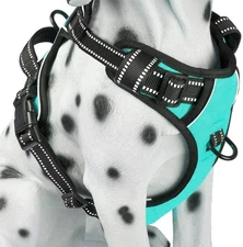 No Pull Dog Harness, Reflective Comfortable Vest Harness with Front & Back 2 Lea