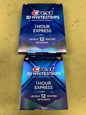 2 New Crest 3D Whitestrips 1 Hour Express 12 Levels - 20 Strips Each Exp. 02/27