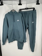 Nike Club Fleece Matching Sweat Set Jacket Hoodie Joggers Sweatpants Blue Large