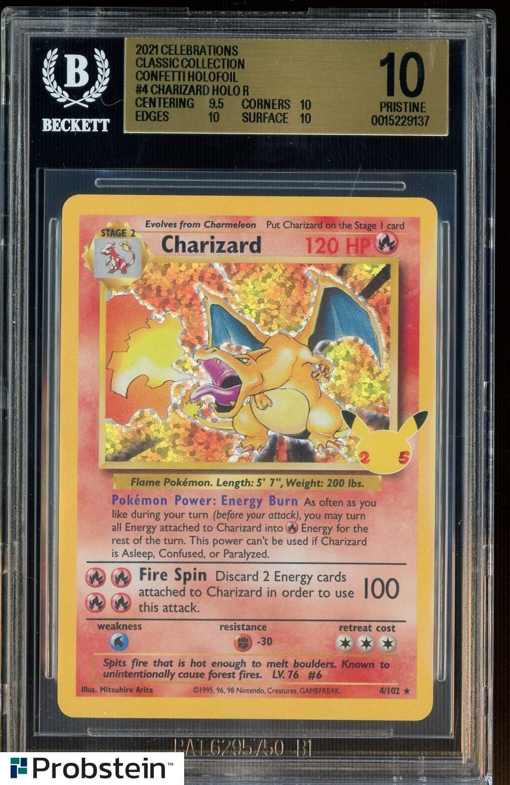 2021 Pokemon Celebrations Classic Confetti Holofoil #4 Charizard Holo BGS 10 view 1