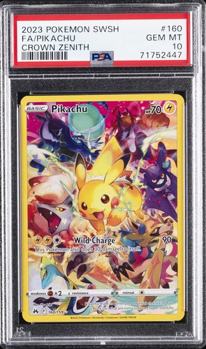 2023 POKEMON SWORD & SHIELD CROWN ZENITH #160 FULL ART/PIKACHU PSA 10