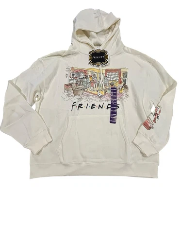 OFF WHITE Friends Felpa con Cappuccio Donna Taglia XXL The One Con... Manica Lunga Panna Nuova con etichette