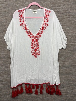 Show Me Your Mumu Cover Up Womens XS White Floral Embroidered Tassel Boho Beach