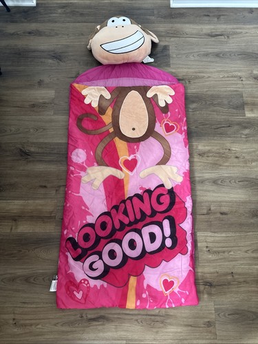 Vintage Disney Bobby Jack Monkey Kids Sleeping Bag Y2K 2000 Nostalgia Pillow