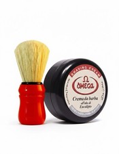 OMEGA Eucalyptus Menthol Shave Cream Soap 150ml/5.58oz Brush Set Made In Italy