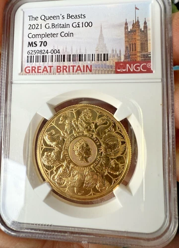 2021 Great Britain 1 oz Gold Queen's Beasts  £100 Coin NGC MS70 6259824-004
