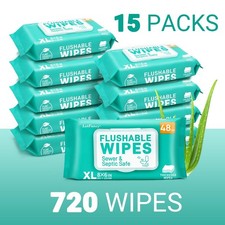 9/15 Pack s Flushable Wet Wipes for Adult Personal Cleansing Incontinence Wipe