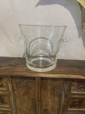 Vintage Signed Tiffany & Co. Crystal Ice Bucket Champagne Cooler Scroll Handles