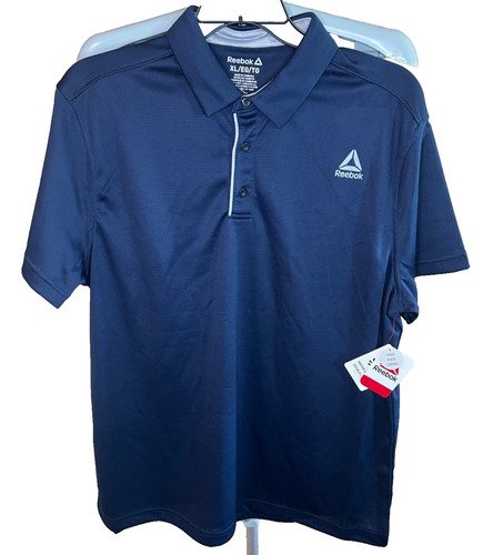 Reebok Polo Shirt Mens XL Dark Blue Performance Golf Athletic NWT Logo