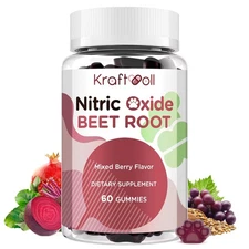 Kraftvoll Beet Root Gummies 6000mg – Nitric Oxide Booster with Grape Seed, Po...