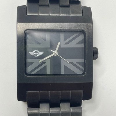 MINI Cooper Union Jack Black Stainless Steel Swiss Mvmt Watch 100ft Water Resist