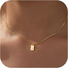 Dainty Initial Necklace for Women 14K Gold Silver Plated Letter Pendant, Trend