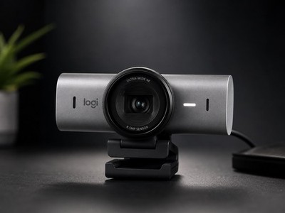 Logitech MX BRIO 4K Ultra HD Webcam, 8.5MP, 60fps, Ultra-wide FOV, USB, Gray