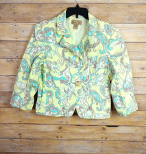 Peck  Peck Weekend Women Blazer Jacket Medium Green Blue Brown Paisley