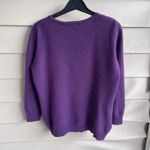 Maglione donna Ann Taylor silenzioso lusso cashmere taglia large viola preppy capsula - Foto 2 di 8