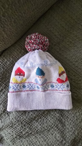 Hanna Andersson Kids Beanie Hat Size S Winter Knit Pom Pom Nordic Gnome Holiday