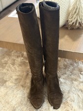 PRADA Woman  s Suede Flat Pointed Toe Knee High Boot 39.5 1600