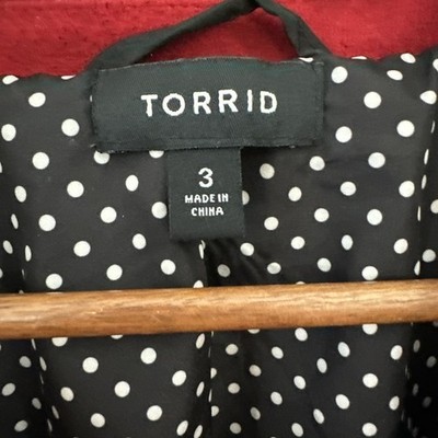 Torrid Women's 3X Red Jacket Blazer Wool Polyester Blend Button Up
