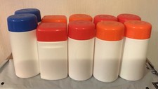 10 X Plastic Storage Containers With Safety Screw Cap Approx 10 CM High
