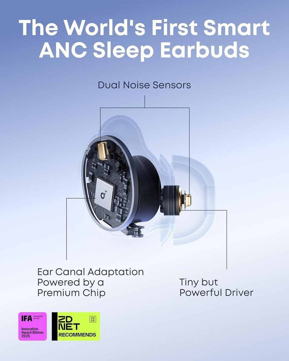 soundcore Sleep A30 by Anker Sleep Earbuds, Smart Active Noise