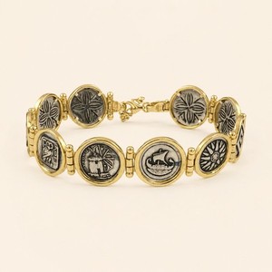 Authentic Ancient Greek Coin Bracelet Gold Plated Sterling Silver