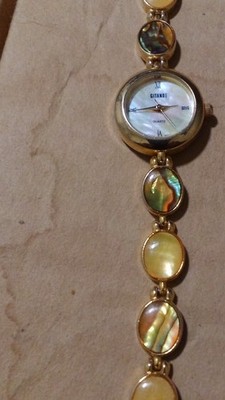 Gitano Quartz Analog Wristwatch Gold Multicolor Band Mother of Pearl Dial