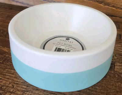 Habitat Home Two Tone Ceramic Pet Cat Dog Food Bowl Mint Green, S/M NEW
