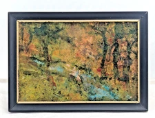 VTG Glass Abstract Modern Art Acrylic Painting 7x5 Original Wall Decor Framed