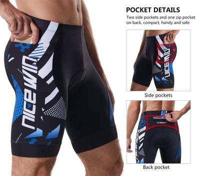 NICEWIN Herren Radlerhose Shorts Fahrradhose Sitzpolster Atmungsaktiv Blau, S