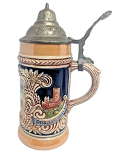 GERZ Beer Stein w pewter lid- Funkturm Berlin - Hand Painted