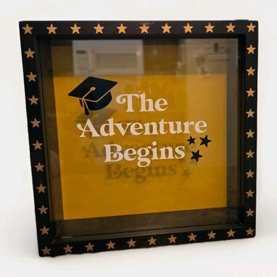 The Adventure Begins Graduation Keepsake Box By Way To Celebrate - Black & Gold