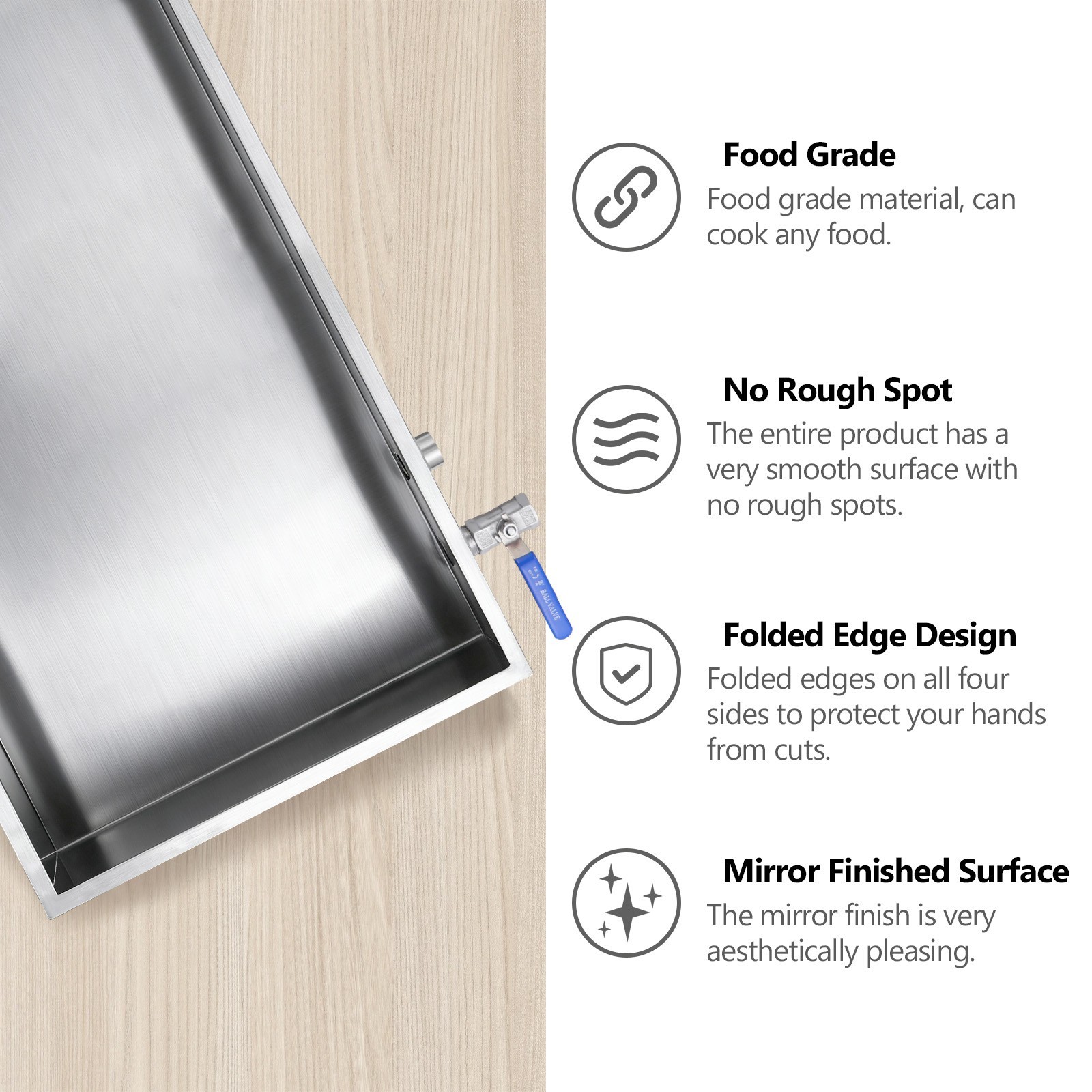 Marada Maple Syrup Evaporator Pan 304 Stainless Steel with a Valve Two Interface