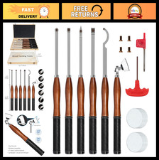 Kit de herramientas de torneado de torno de madera de carburo de 6 piezas con lijadora de tazón y caja de madera